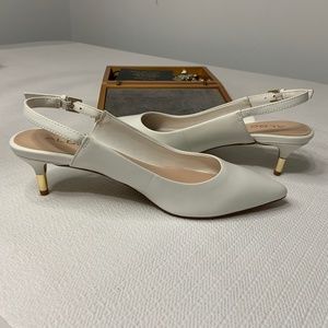 Aldo White Leather Sling Backs 6M